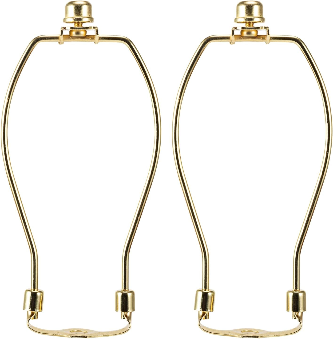 7 Inch Lamp Harp Kit Polished Brass 3/8 Inch Saddle Base Holes Light Duty Pack 2