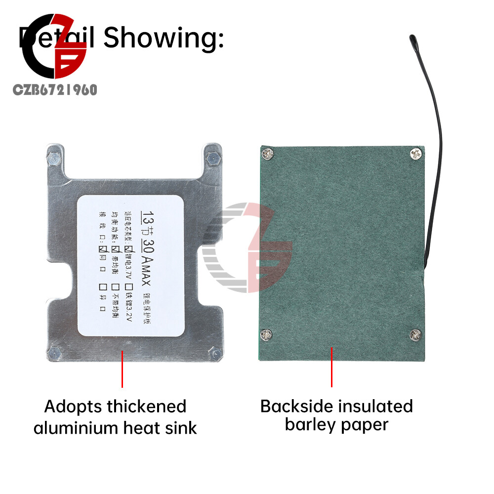13S 48V 30A 18650 Li-ion Battery Protection Board BMS w/ Equalization for E-bike