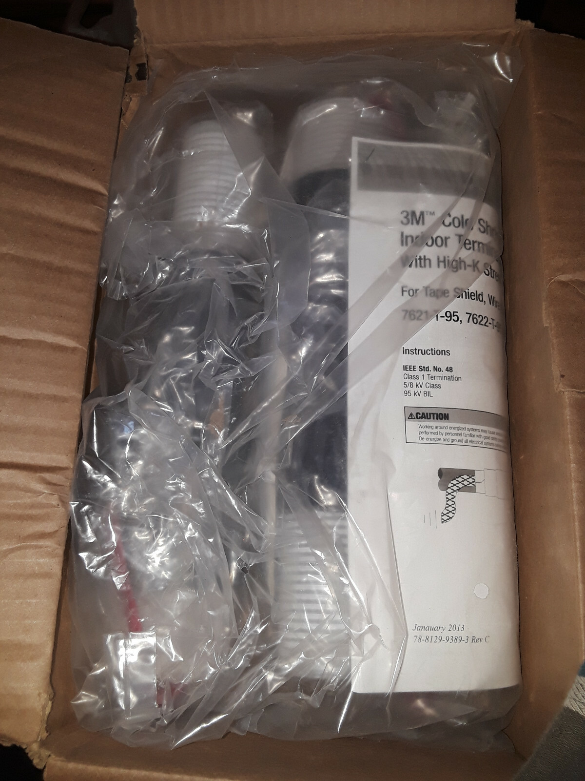 3M 5/8 KV TERM KIT; 7624-T-95-17GX COLD SHRINK QT-III SILICONE INDOOR TUBULAR