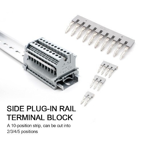 10 Pcs EB10 6 Terminal Bridge Connector DIN Rail Side Plug in Terminal Block