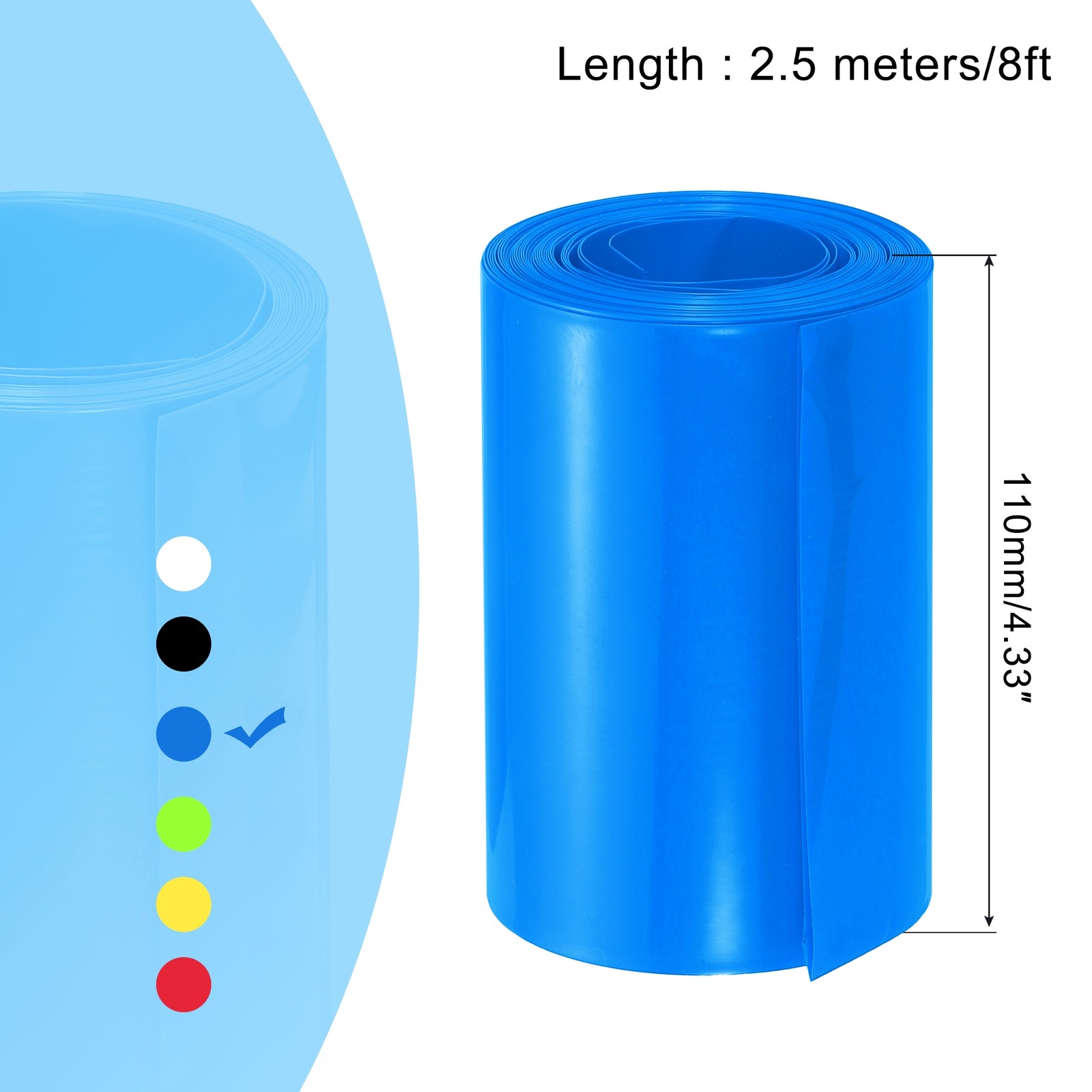 Battery Wrap Heat Shrink Tubing 70mm Dia 110mm Flat 8 Feet Blue