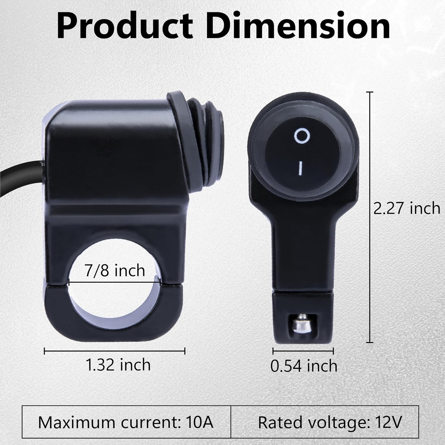 Motorcycle Handlebar Switch 12V, Waterproof Motorcycle Light Toggle Switch | Alu
