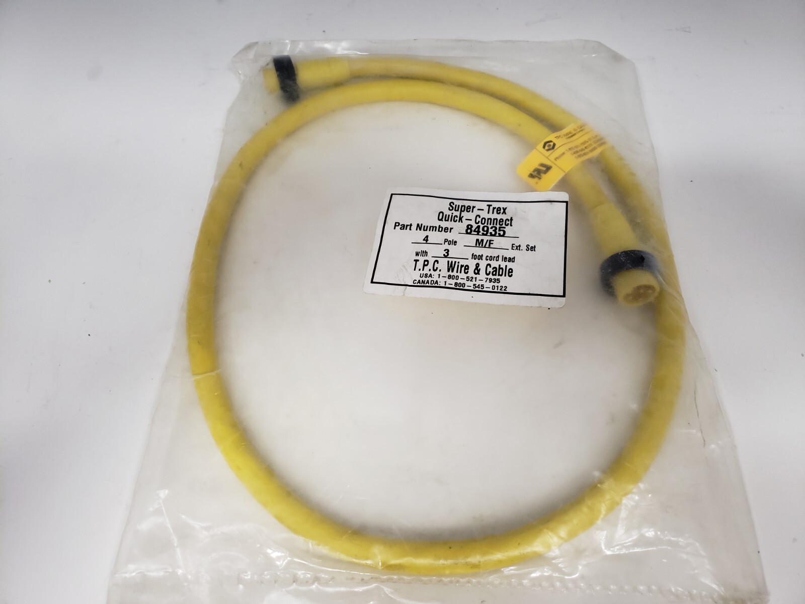 TPC SUPER -TREX 84935 CORDSET 4 POLE MALE/FEMALE NIB