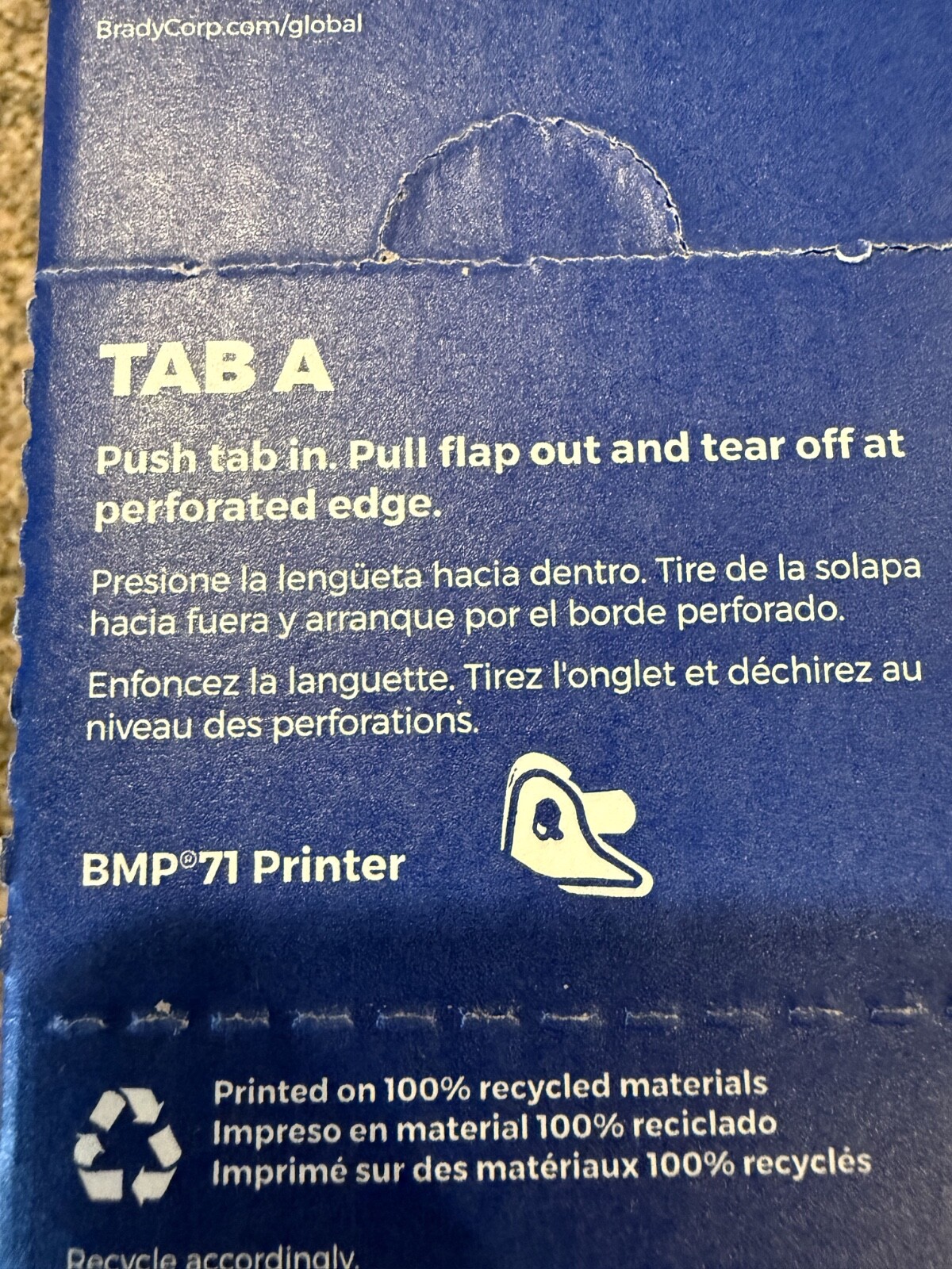 Brady BM71-12-109 ~ (Qty 1000 Roll) ~ 3″ x .75″ ~ Product 114867 ~ B-109 ~ New