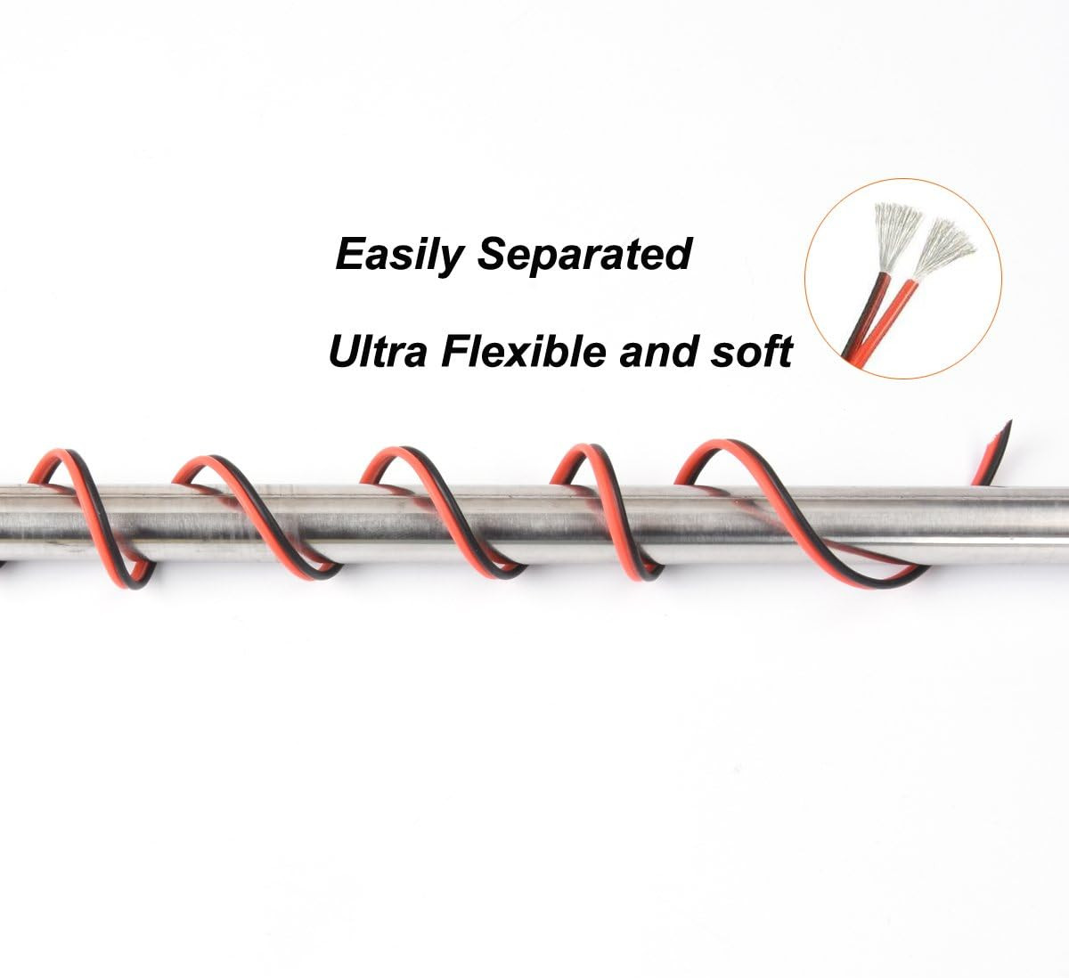 16 Awg Silicone Electrical Wire 2 Conductor Parallel Wire Line 60Ft [Black 30Ft