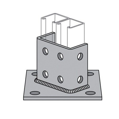 Power Strut PS-3064-FL-EG Electrogalvanized Steel, Double-Column Post Base, 1 pc