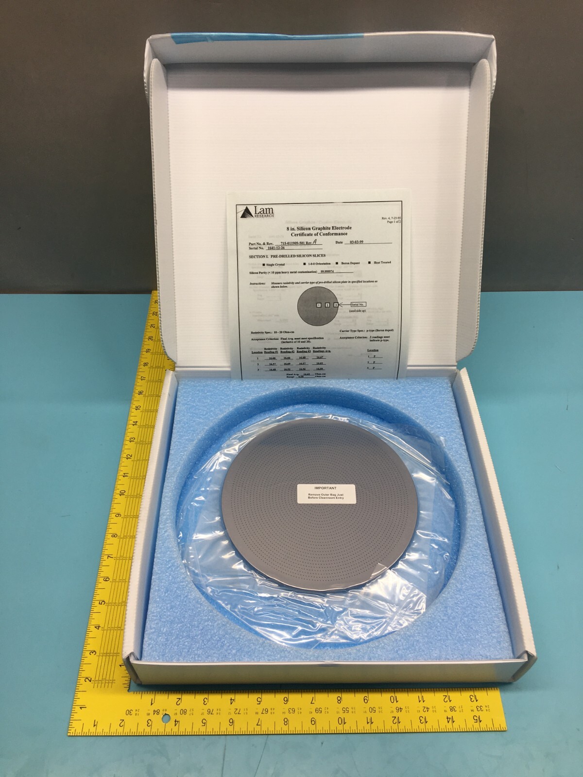 LAM 715-011909-501 PLATE, UPPER ELCTDRODE 8″ POLISHED CAPTIVE, 123498