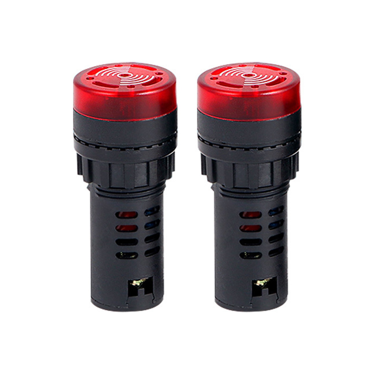 2Pcs 22mm/ 0.9inch Red LED Buzzer Alarm Signal Indicator Flash Light Panel Mount