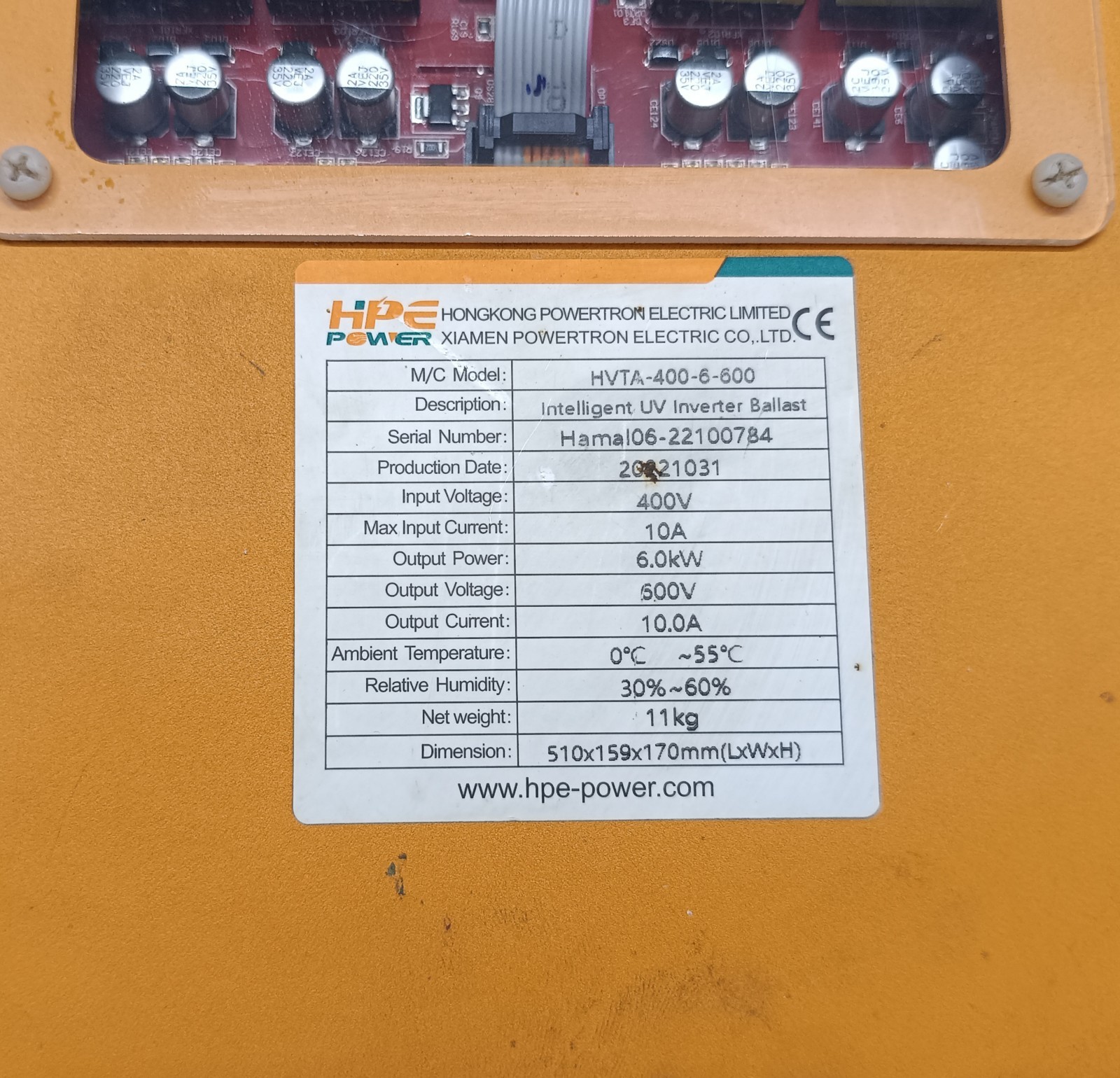 HPE POWER HVTA-400-6-600 INTELLIGENT UV INVERTER BALLAST ( FREE SHIPPING )
