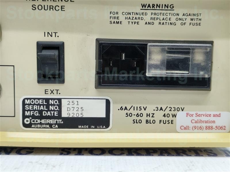 COHERENT 251 Spectrum Analyzer Controller 251 .6A/115V .3A 230V 50-60HZ 40W
