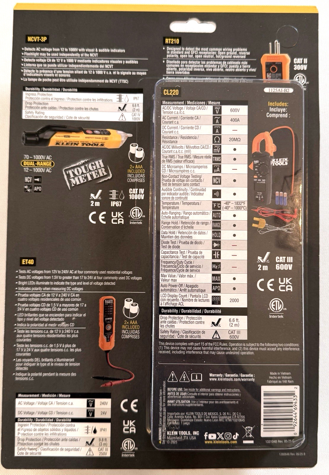 KLEIN TOOLS Premium Meter Electrical Test Kit CL220VP FREE SHIPPING
