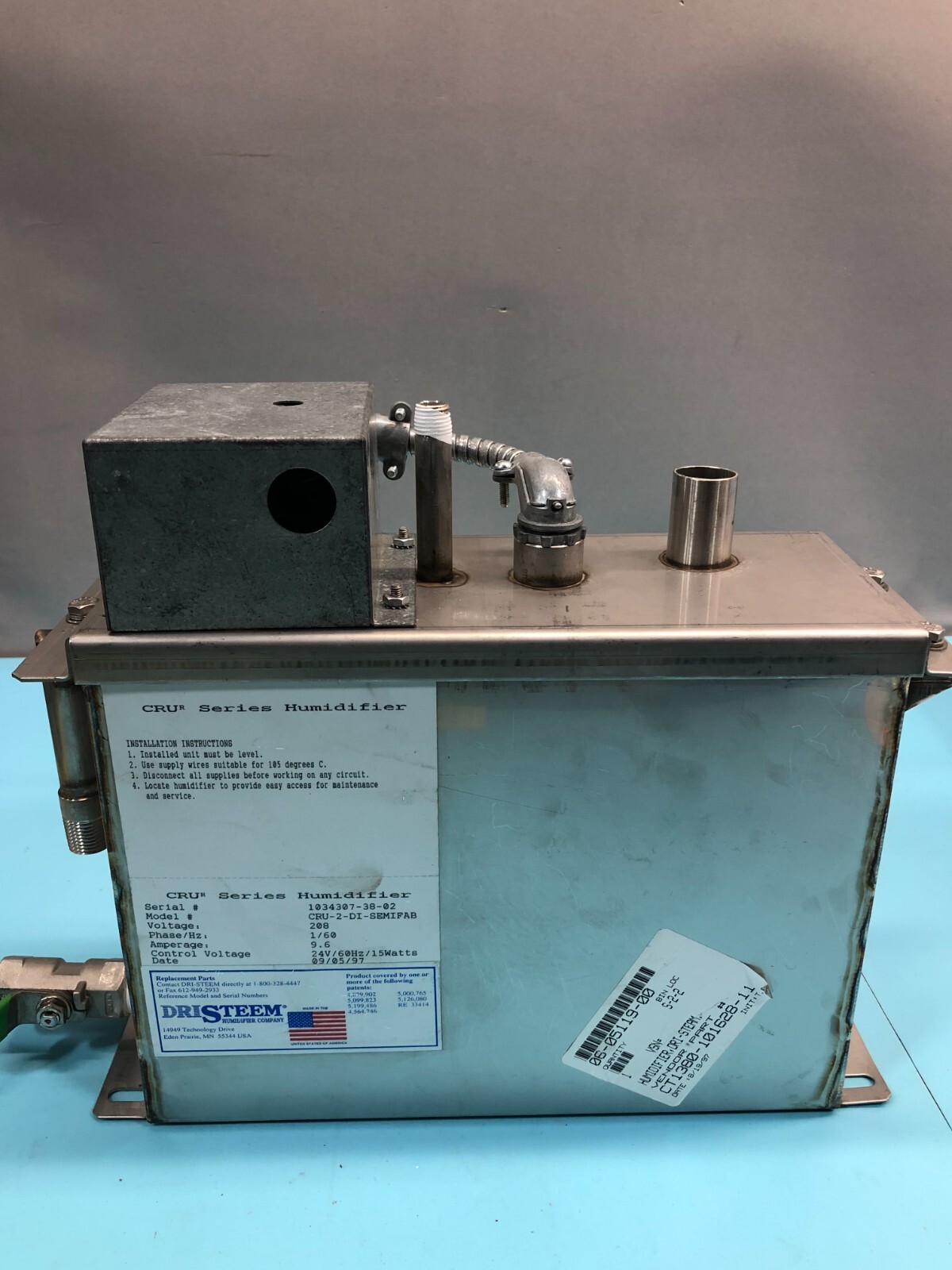 DriSteem CRU-2-DI-SEMIFAB CRU Series Humidifier, CT1380-101628-11, 208V, 144728