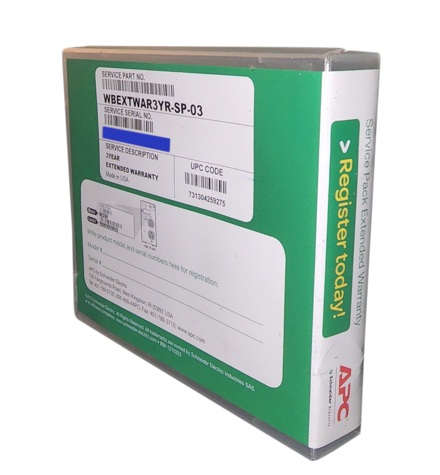 APC Service 3 Year Extended Warranty WBEXTWAR3YR-SP-03