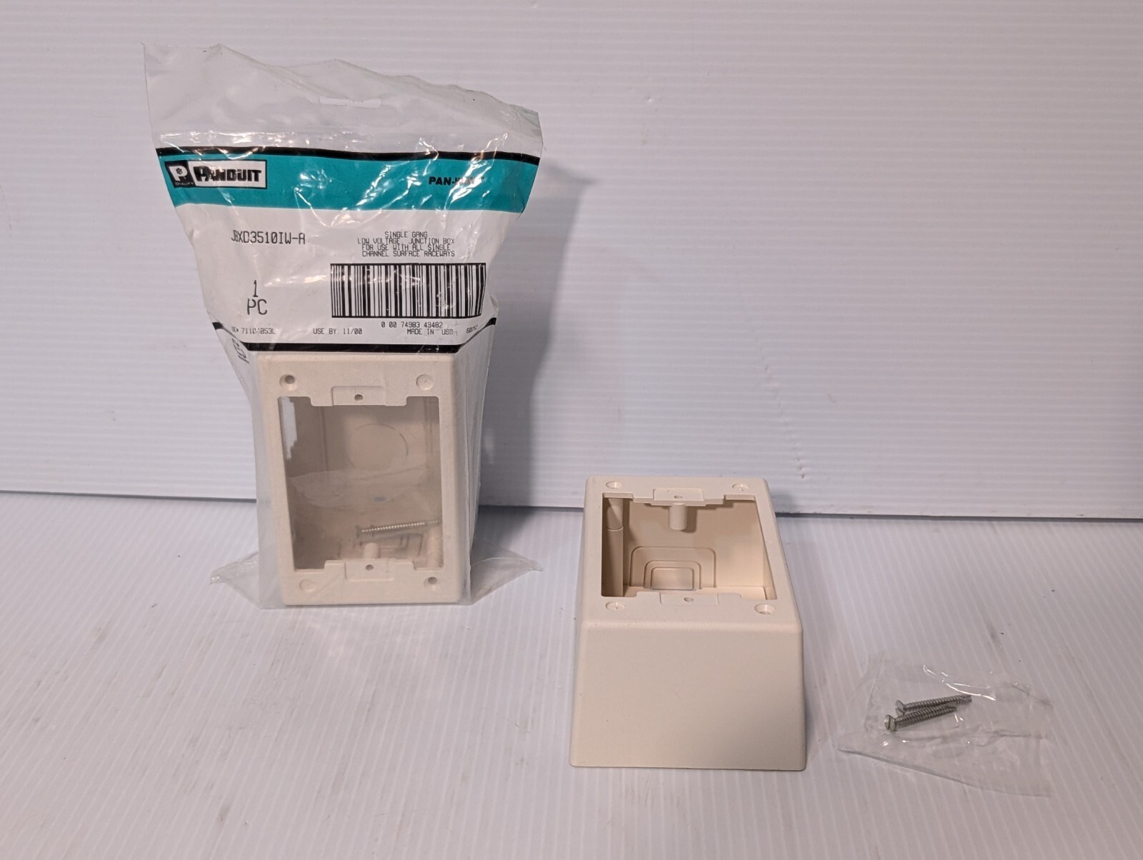 Lot of Panduit items: boxes, connectors, hangers, etc. as pictured plus more