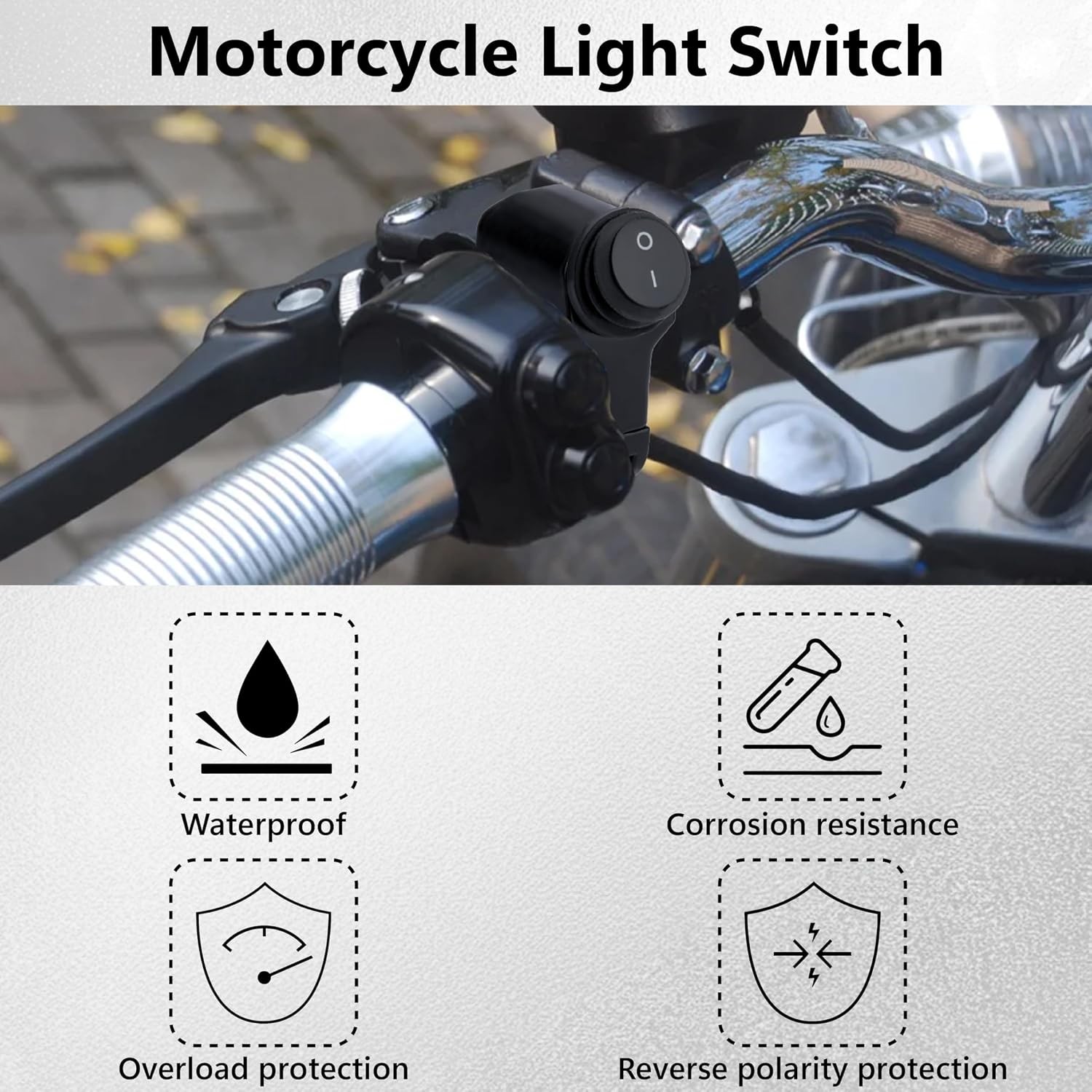 Motorcycle Handlebar Switch 12V, Waterproof Motorcycle Light Toggle Switch | Alu