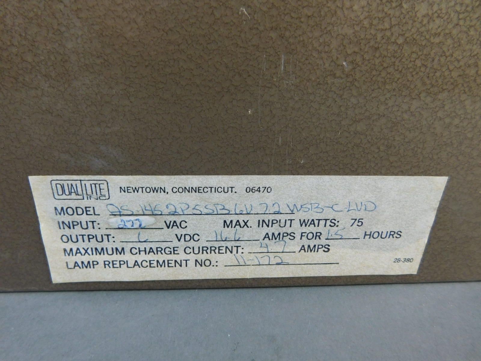 Dual Lite AS Series Emergency Light, Model 1452PSSB6V.72WSB-C-LVD – NEW Surplus!