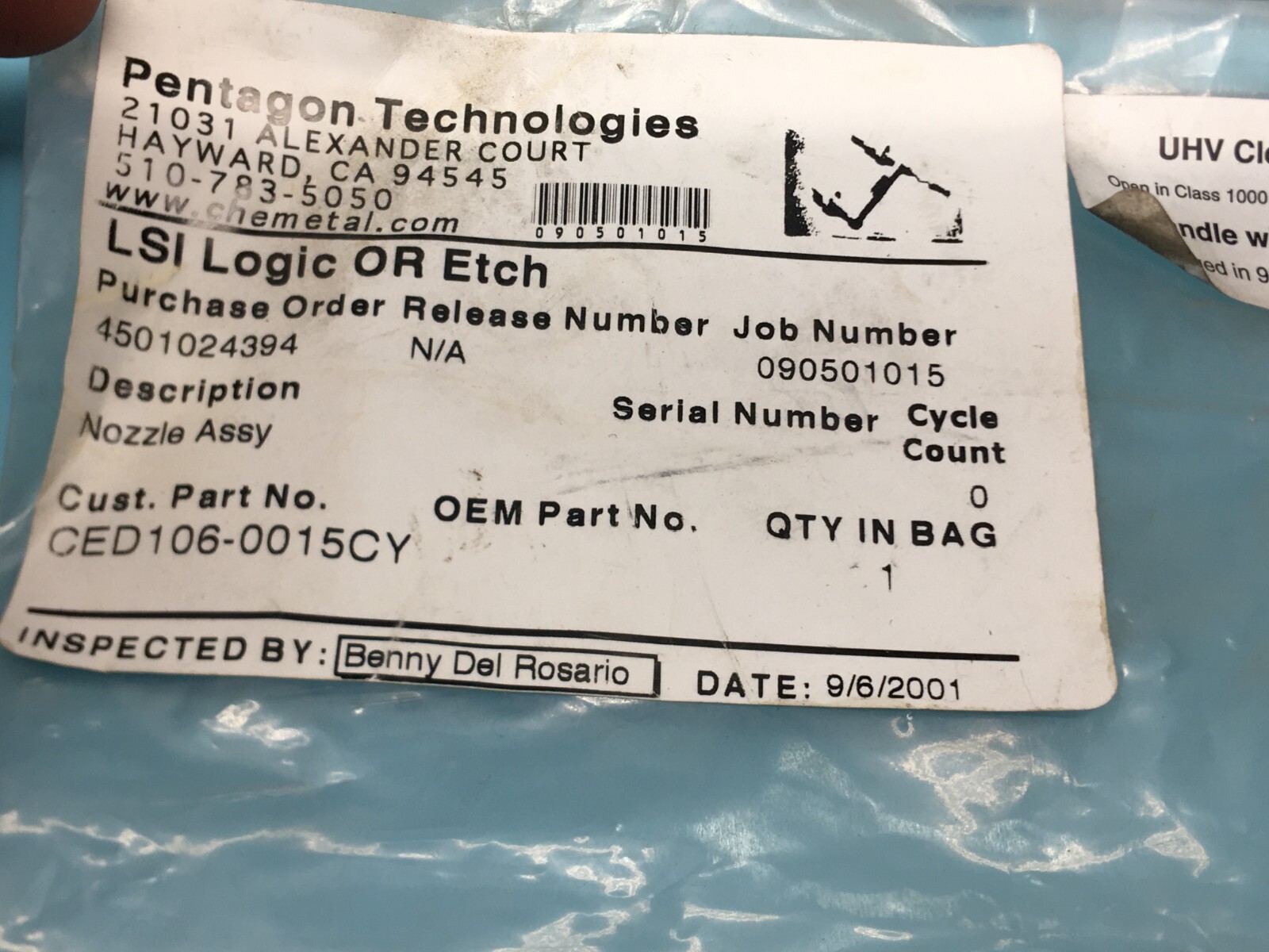PENTAGON TECHNOLOGIES CED106-0015CY NOZZLE ASSY, 191010