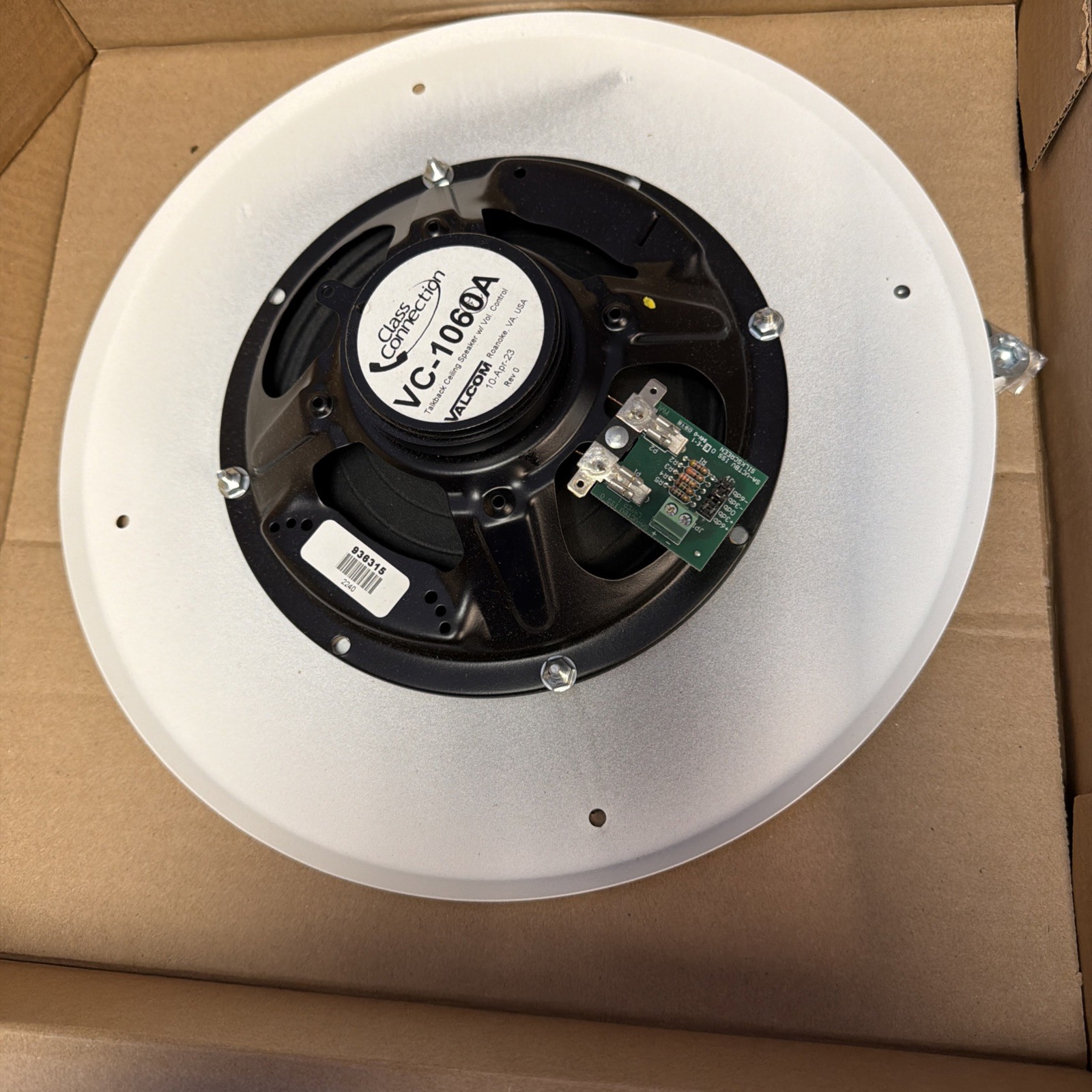 VALCOM 8in Talkback Ceiling Speaker w Vol Con VC-1060A UPC 799111008189