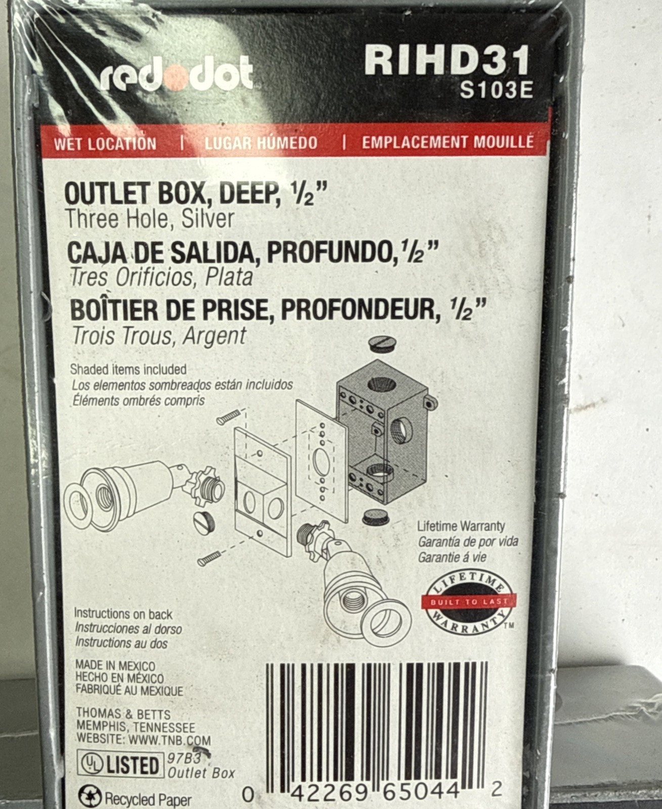 Lot of 3 Red Dot OUTLET BOXES RIH31LM and RIHD31