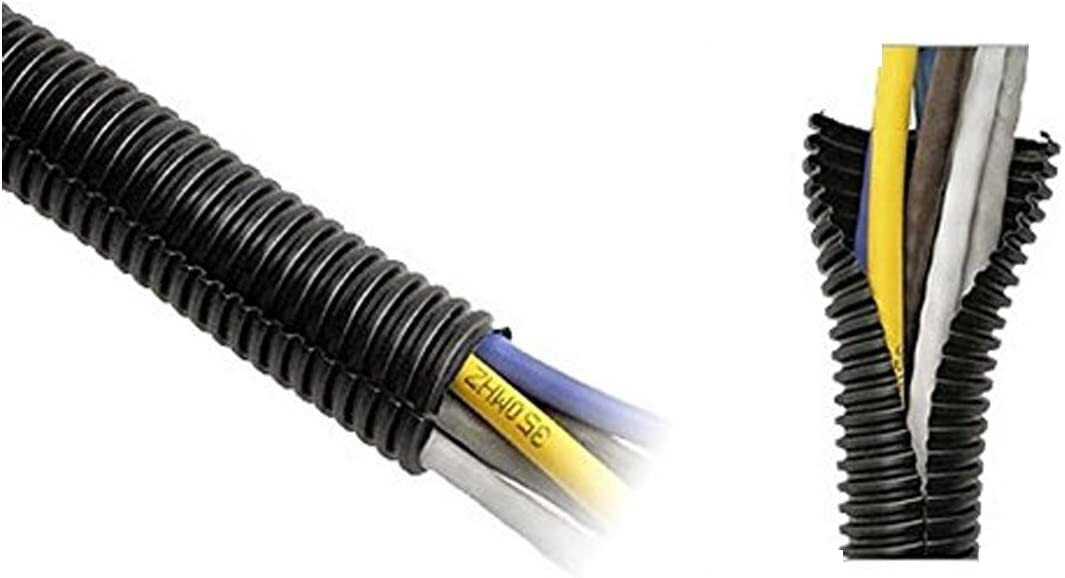 20 Ft 1/2″ Split Wire Loom Conduit Polyethylene Tubing Black Color Sleeve Tube