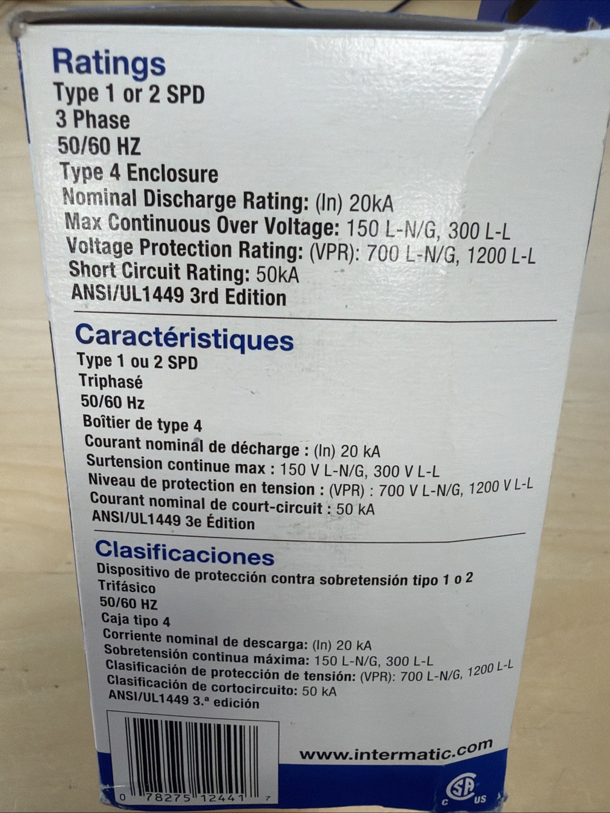 Intermatic AG2083C3 Surge Protector 120/208