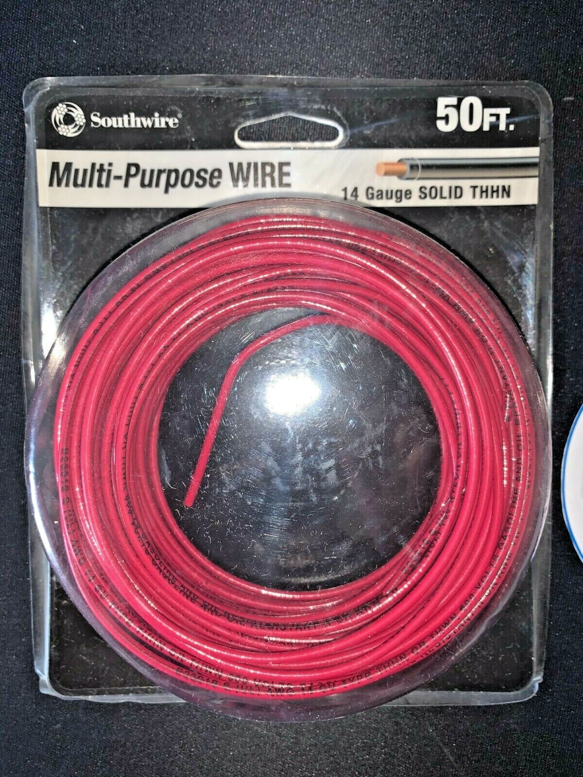 SOUTHWIRE MULTI-PURPOSE WIRE 50FT 50 FEET 14 GAUGE SOLID THHN RED
