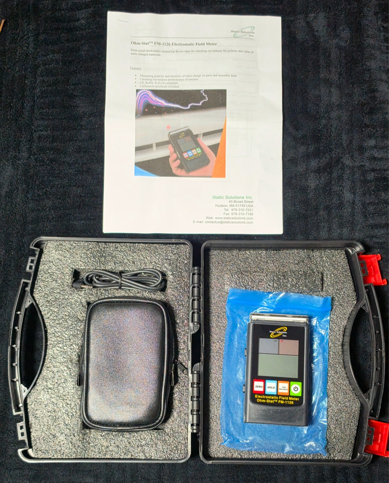 STATIC SOLUTIONS FM-1126 Ohm-Stat Electrostatic Field Meter