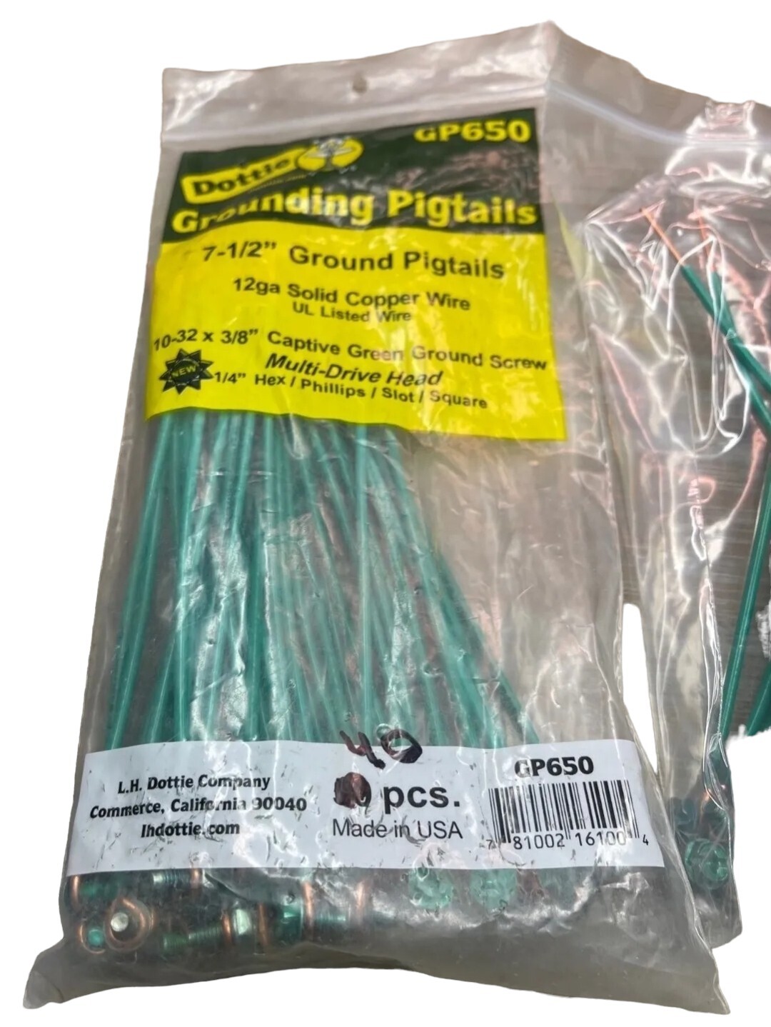 (40) Dottie GP650 7-1/2″ Ground Pigtails & (33) 600V OR AWM Style 1452 Pigtails