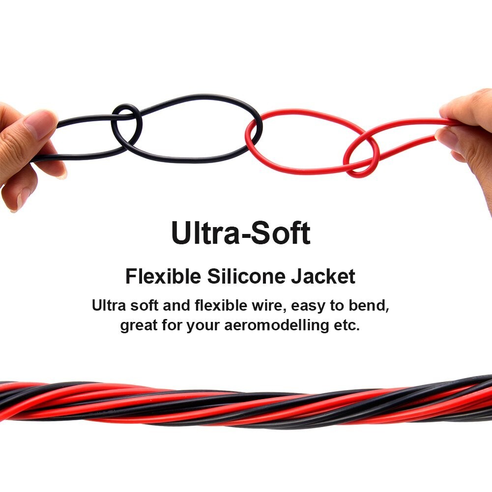 20 Gauge Silicone Wire Spool 40 Feet, Ultra Flexible High Temp 200 deg C 600V 20