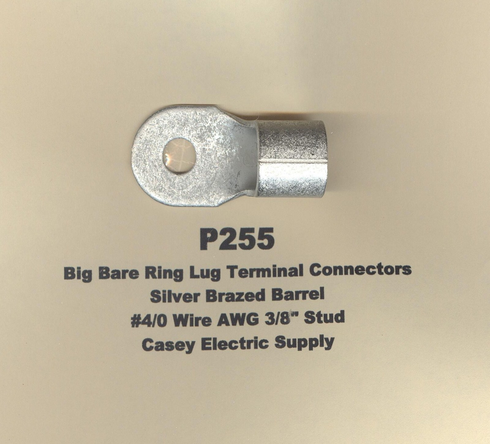 5 Bare Ring Lug Brazed Barrel Terminal Connector #4/0 Wire AWG 3/8″ Stud MOLEX