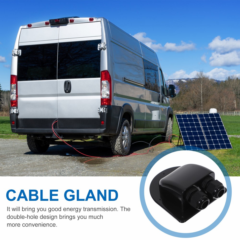 2 Pack Durable ABS Solar Cable Entry Glands Double Hole for Rv Roof Wiring
