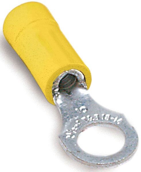 Sta-Kon 10RC-10, 12-10 AWG, #10 Stud, Yellow, Extra Length, Ring Terminal, 1 pc