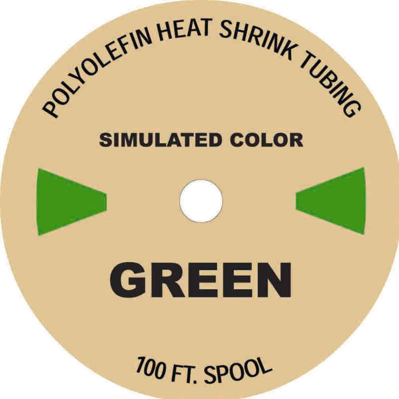 100 FT. GREEN 3/16″ Polyolefin 2:1 Heat Shrink Tubing