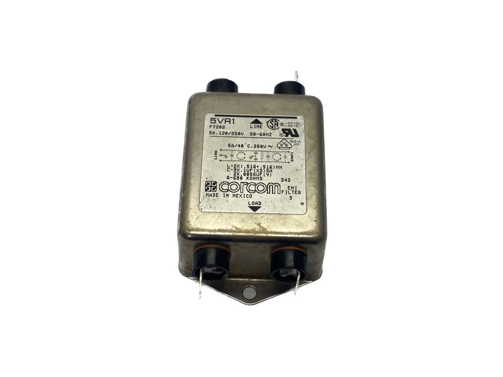 NEW OLD STOCK CORCOM 5A 120/250V 50/60HZ EMI Line Filter 5VR1