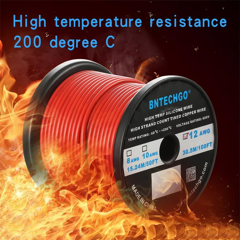 12 Gauge Silicone Wire Spool 100 Ft Red Flexible 12 AWG Stranded Tinned Copper W