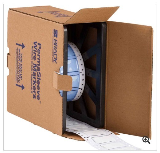 BRADY PS-750-2-WT PERMASLEEVE HEAT SHRINK WIRE AND CABLE LABELS, .750 – 250 Roll