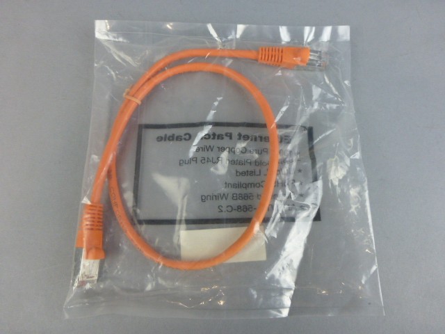 2 Ft Orange Cat. 5E STP Booted 350 MHz Patch Cable – NEW Surplus!