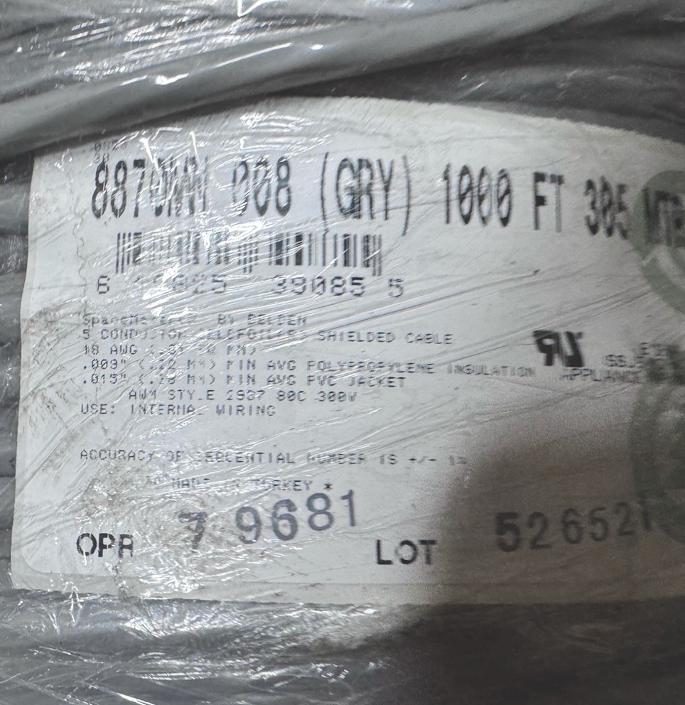 Belden 8870MN 18/5C SpaceMaker Shielded Control/Instrumentation Cable Gray /10ft