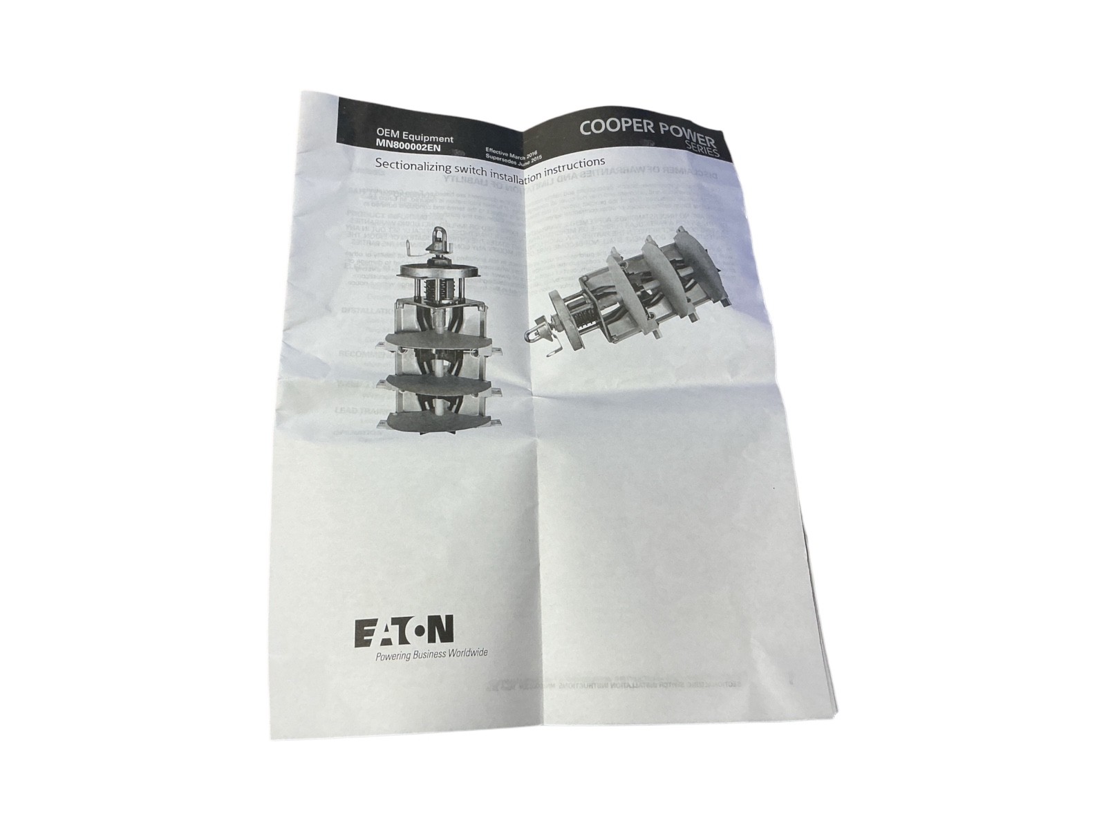 Eaton Cooper Power Series 2237947A388 Sectionalizing Switch Hardware Kit