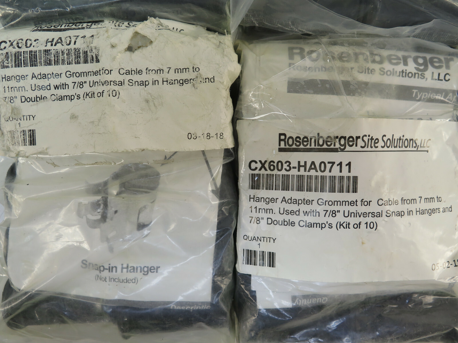 ***4 Bags, 40 Total*** Rosenberger CX603-HA0711 Grommet 7-11mm, for 7/8 Hanger