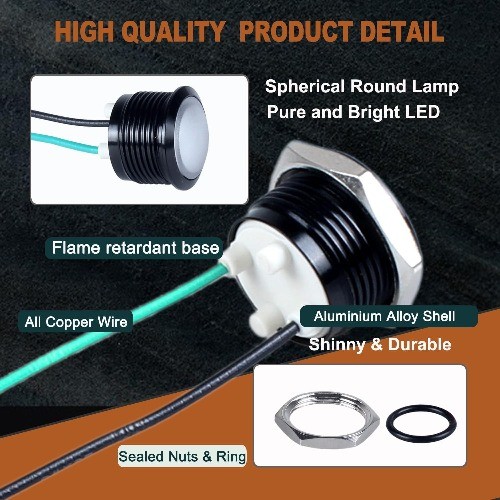 16mm 110VAC 125VAC Metal Indicator Light Waterproof IP67 Single Lamp LED