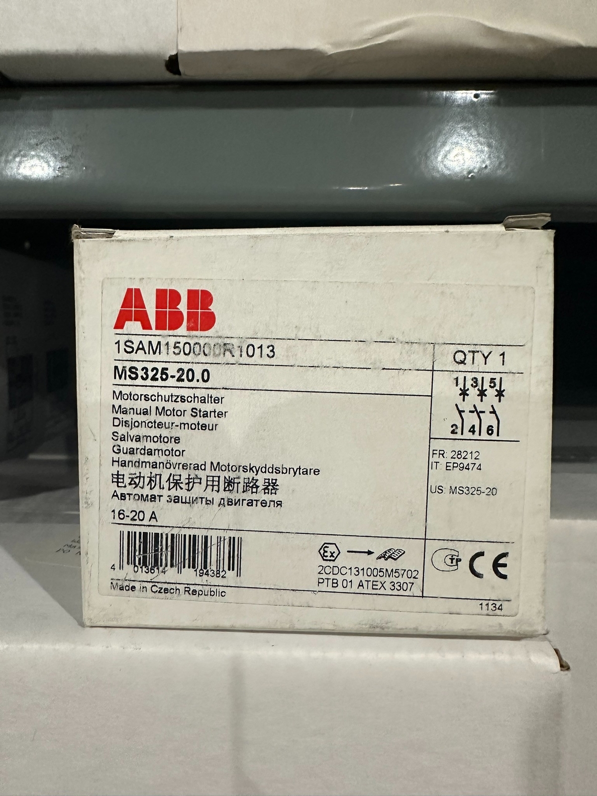ABB MS325-20.0 MANUAL MOTOR STARTER 16-20AMP