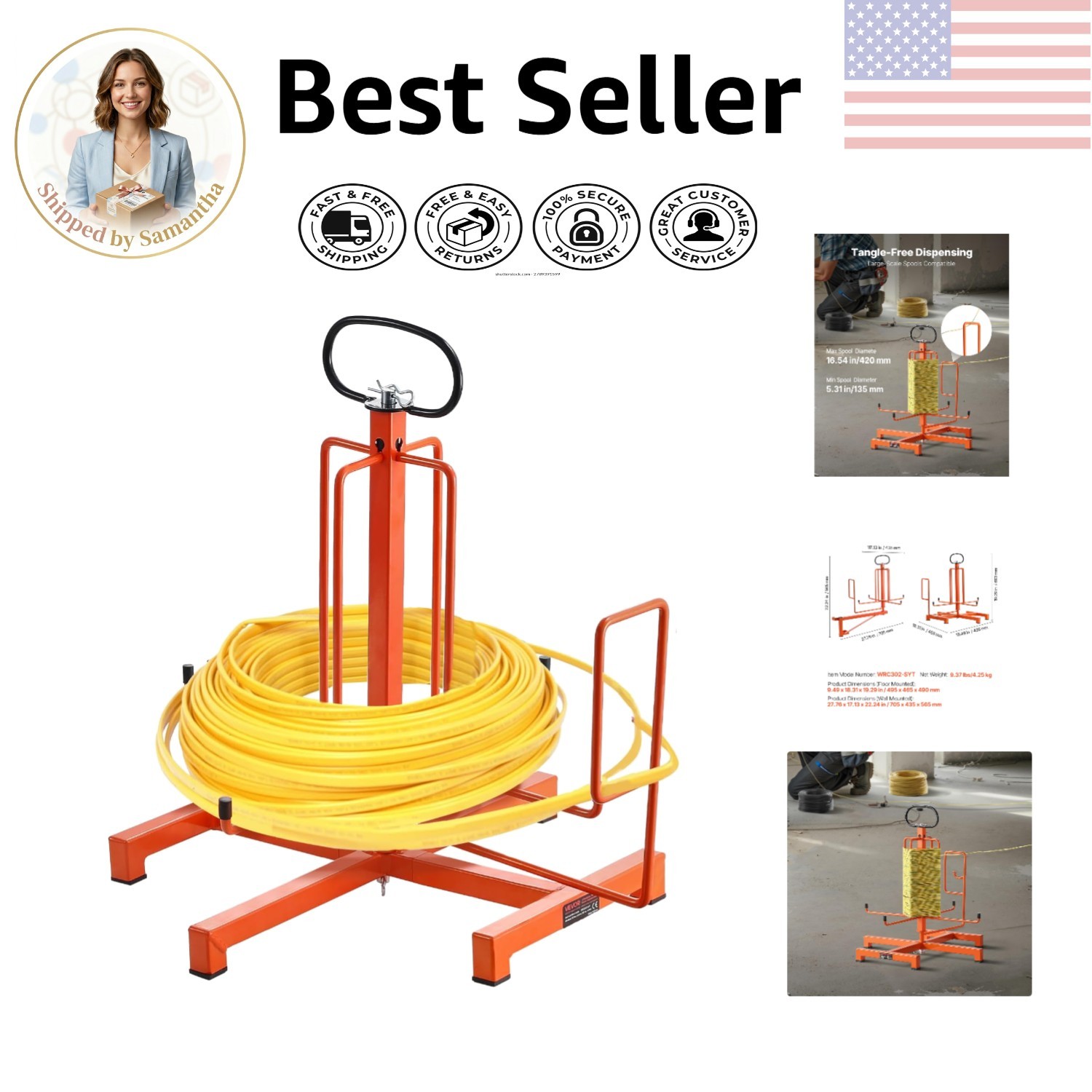 Portable Wire Dispenser Rack with Anti-Slip Handle – Ideal for Wiring Transport