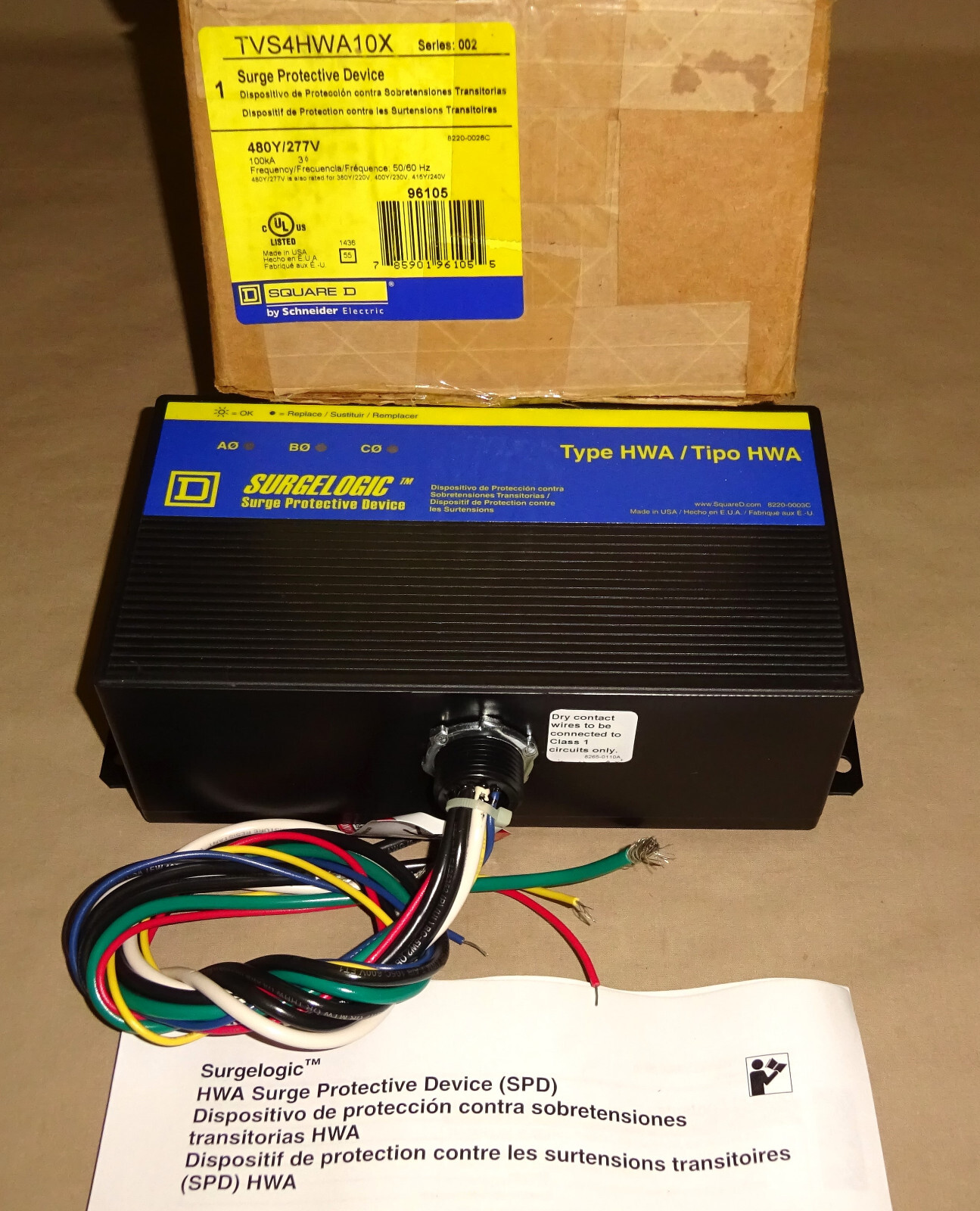 Square D TVS4HWA10X Surge Protector Device 480Y/277VAC 3 Phase NEW