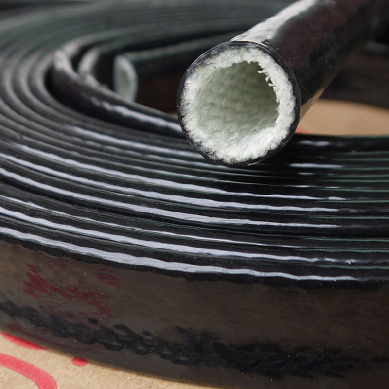 Silicone Fibreglass Fire Sleeving High Temp Insulating Hose Black 4mm~100mm