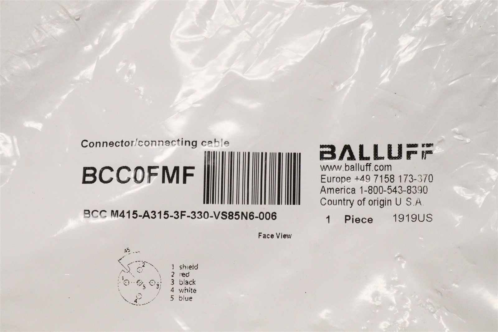 BALLUFF CONNECTING CABLE BCC0FMF BCC M415-A315-3F-330-VS85N6-006