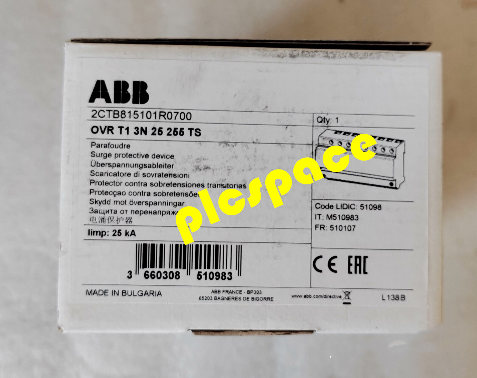 ABB OVR T1 3N 25 255 TS brand new lightning protector Express DHL or FedEx