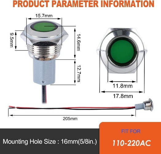16mm 5/8 Inch LED Indicator Indicator Light