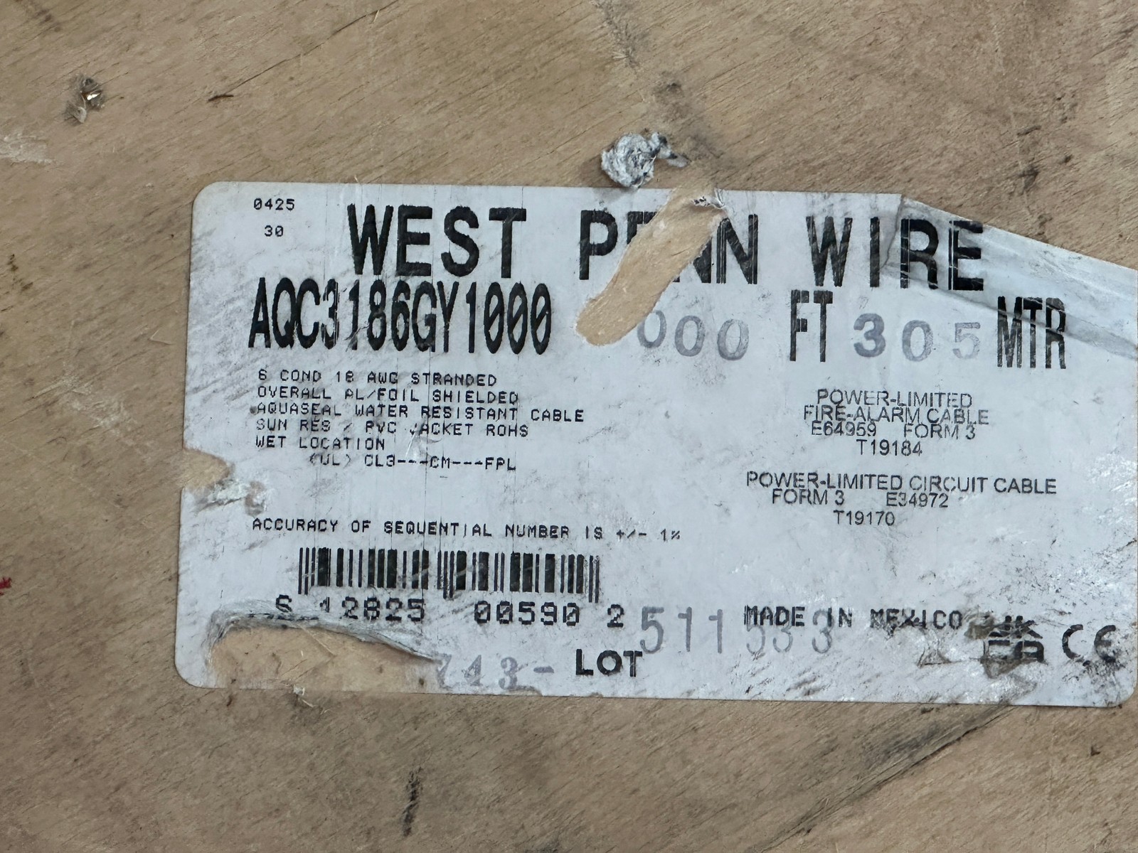 1000ft AQC3186 6-Conductor 18AWG 18/6 USA Made Aquaseal Audio Control Cable