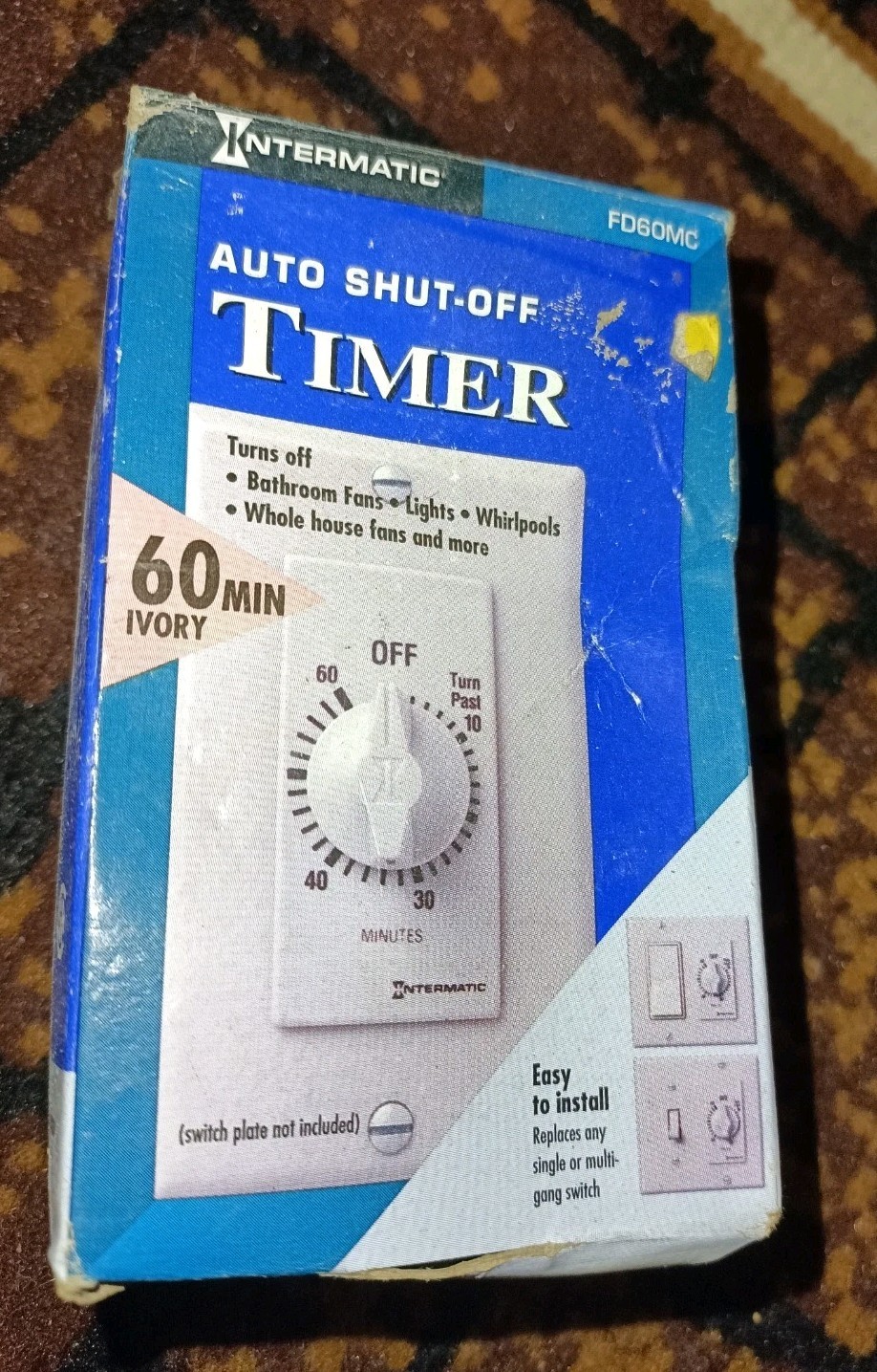 Intermatic FD60MC, 125/277, 60 Min, Ivory, Spring Wound Countdown Timer, 1pc